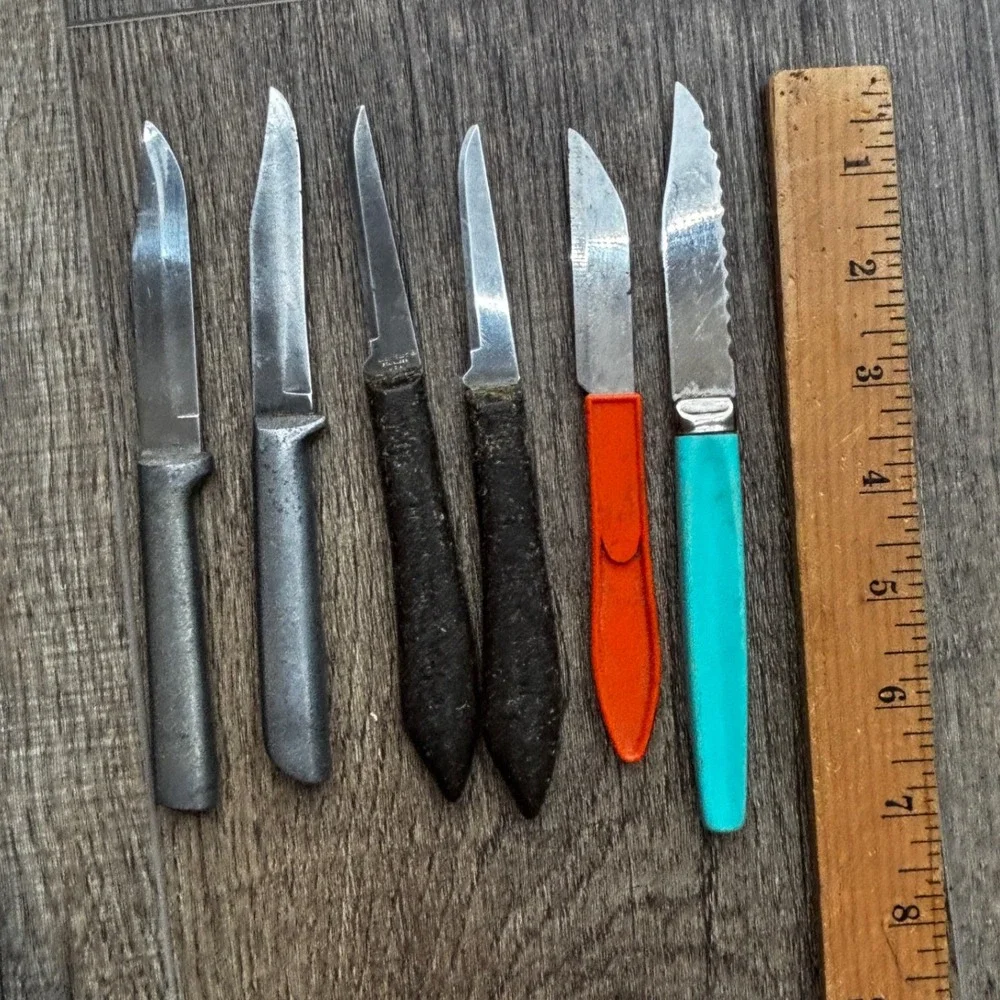 Vintage Mixed Paring Knife Lot Wavecrest Sheffield England Quikut 6pc Set